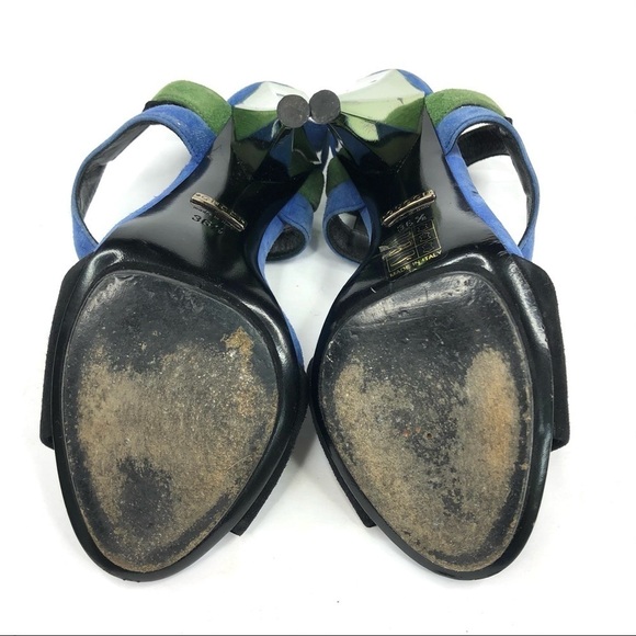 Gucci green blue suede prism heels authentic 36.5 - Picture 16 of 16